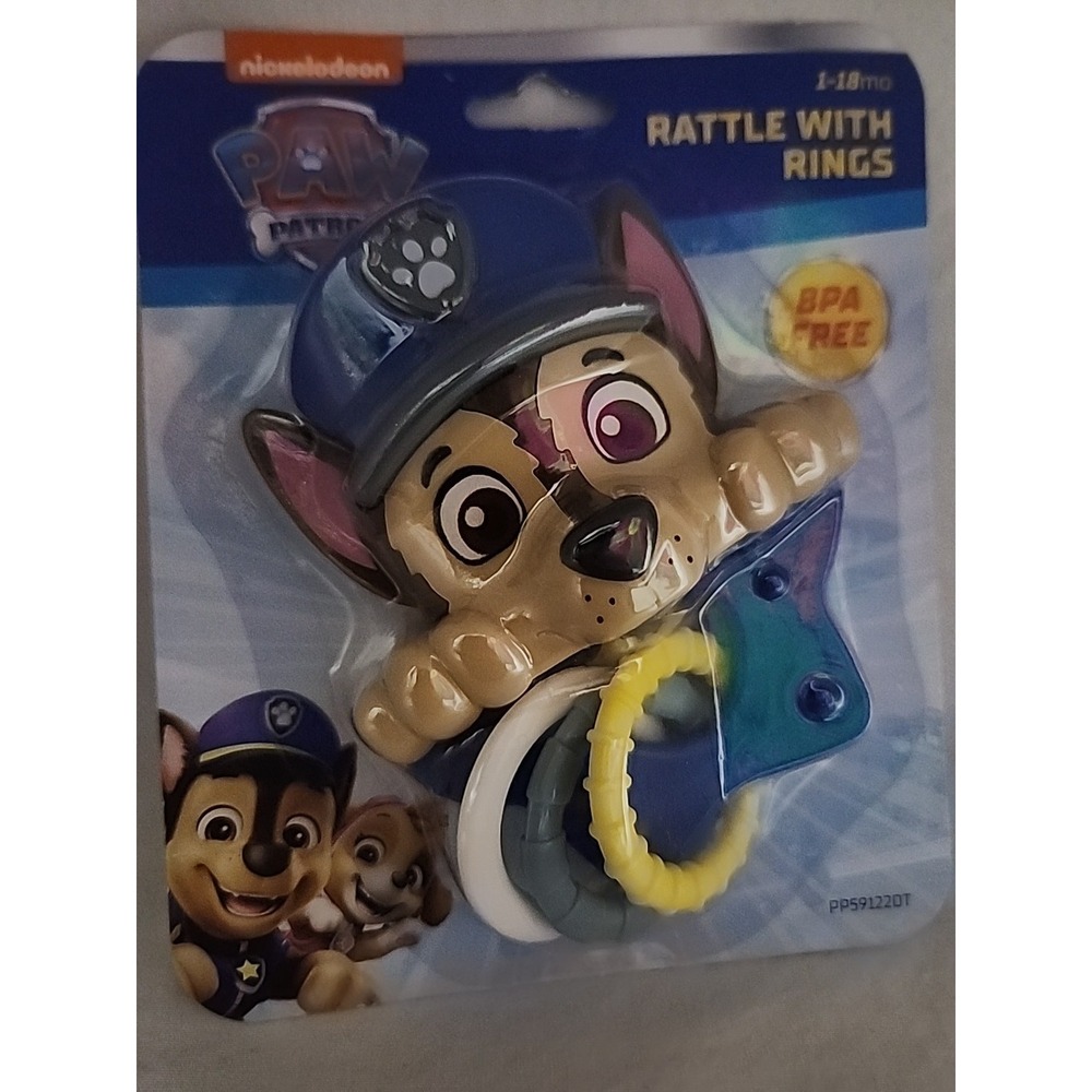 Nickelodeon Paw Patrol Baby Rattle With Rings For Infants 1-18 months